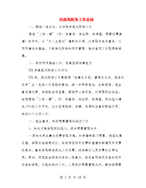 民政局财务工作总结(多篇范文)