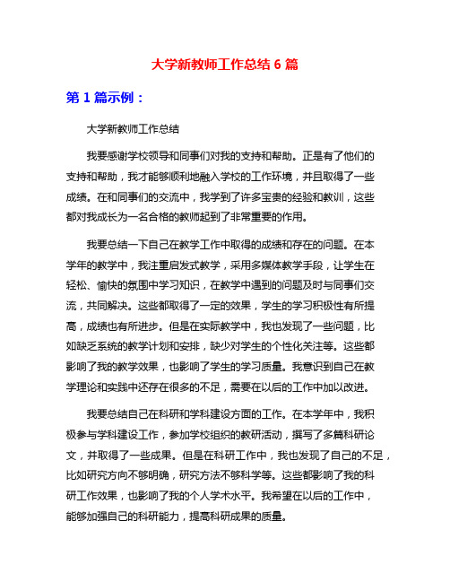 大学新教师工作总结6篇