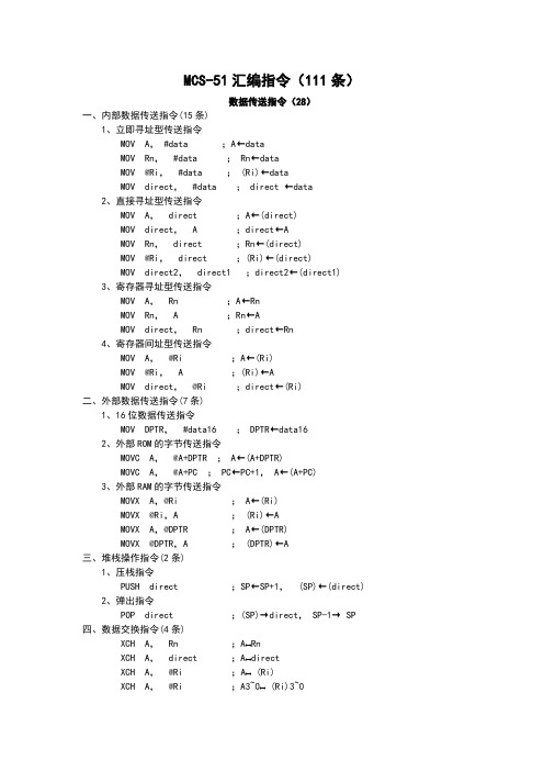 51单片机汇编指令