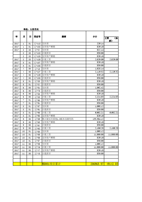 研发费用台账模板2016年度(分明细)