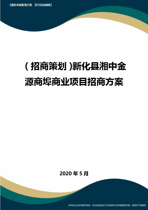 【招商策划方案】新化县湘中金源商埠商业项目招商方案