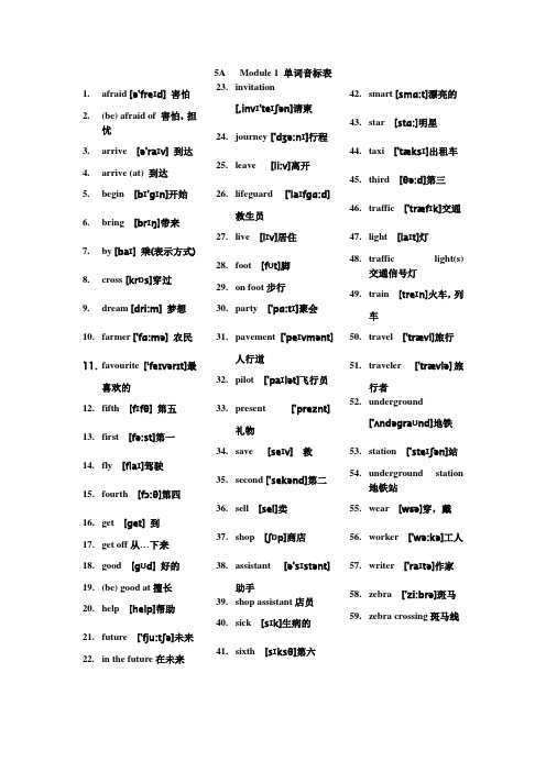 5AM1单词和音标