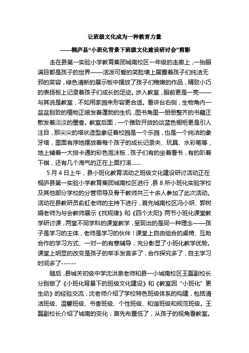 让班级文化成为一种教育力量