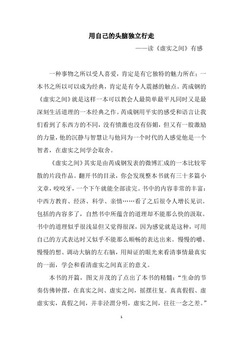 用自己的脑袋独立行走——读《虚实之间》有感