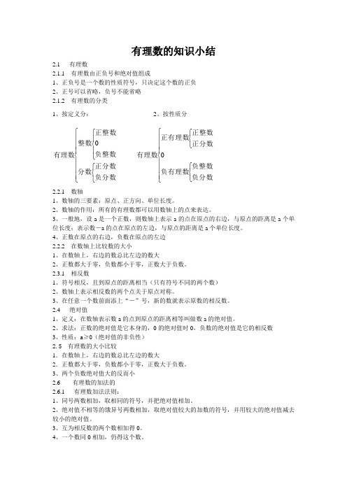 有理数的知识小结