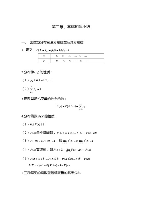 《概率论与数理统计》第二章基础知识小结范文文稿