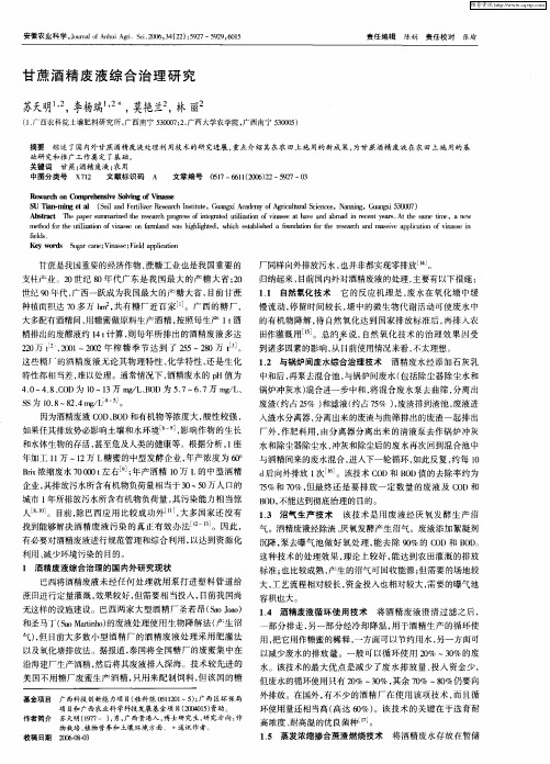甘蔗酒精废液综合治理研究
