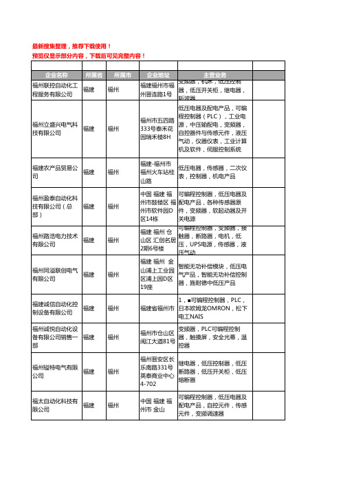新版福建省福州低压控制器工商企业公司商家名录名单联系方式大全57家