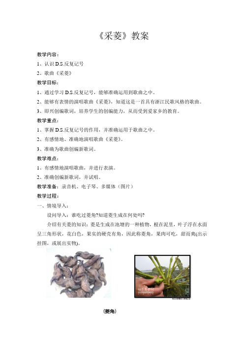 人音版小学音乐四年级上册《采菱》教案