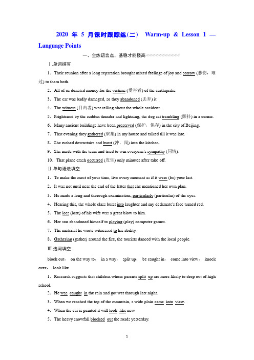 英语北师大版选修6：Unit 16 课时跟踪练(二) Warm-up Lesson 1-Language Points
