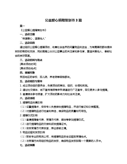 公益爱心捐赠策划书3篇