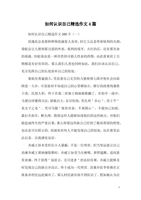 如何认识自己精选作文4篇