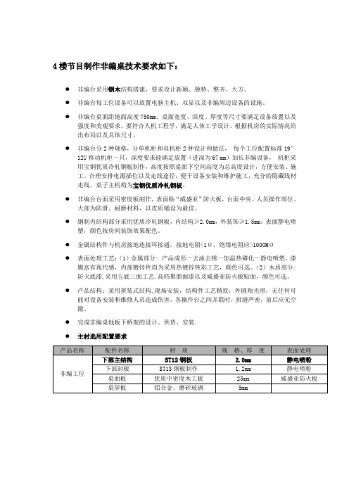 节目制作非编桌技术要求