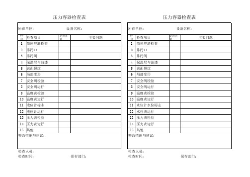 压力容器检查表