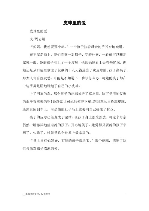 皮球里的爱_优秀作文