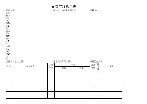 在建工程盘点表