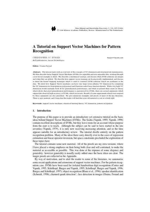 A Tutorial on Support Vector Machines for Pattern Recognition