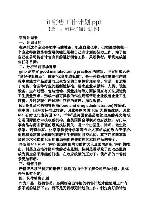 it销售工作计划ppt