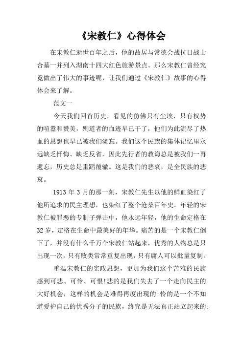 《宋教仁》心得体会