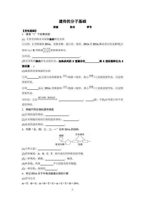 2018届高三第二学期生物第二轮复习《遗传的分子基础》学案含答案