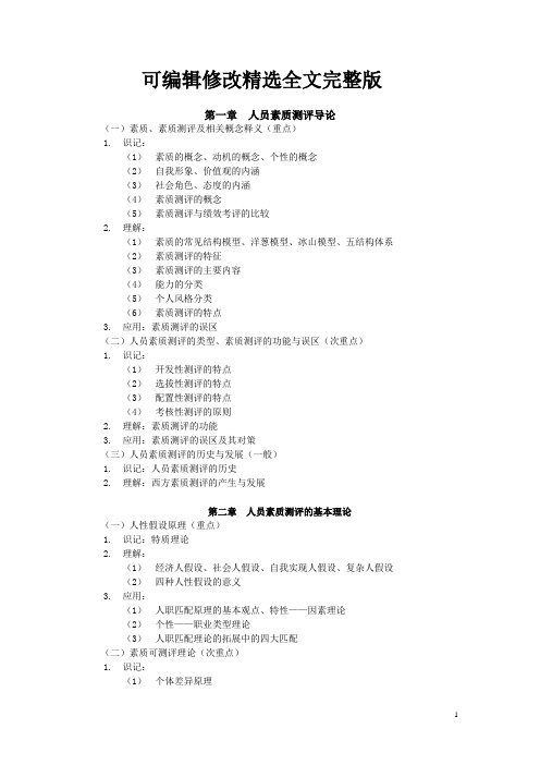 员工素质测评精选全文完整版