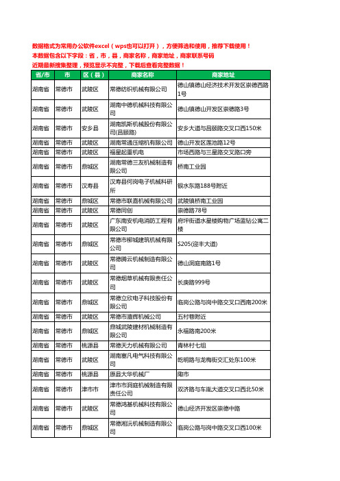 2020新版湖南省常德市机械机电工商企业公司商家名录名单联系电话号码地址大全107家