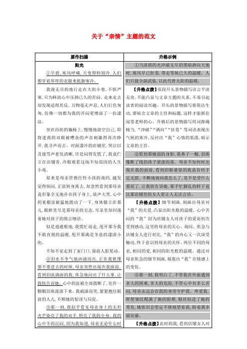 2020版中考语文一练通第五部分作文专题十二关于“亲情”的范文素材[陕西专用]