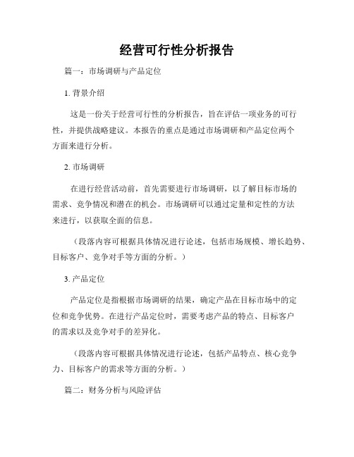 经营可行性分析报告