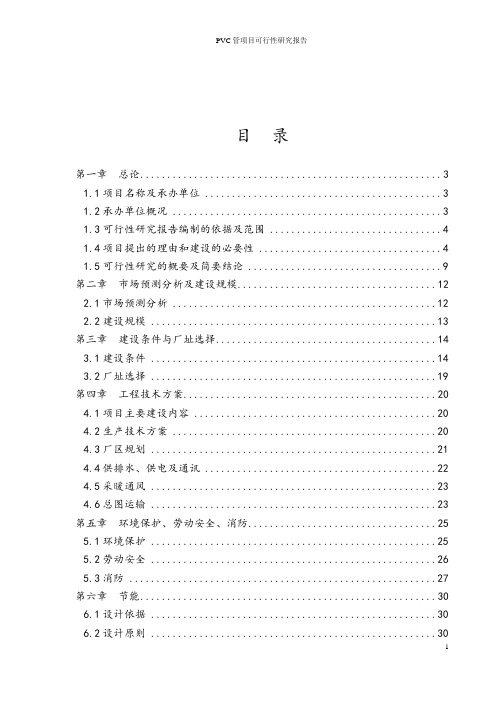 年产3000吨PVC管项目可行性研究报告