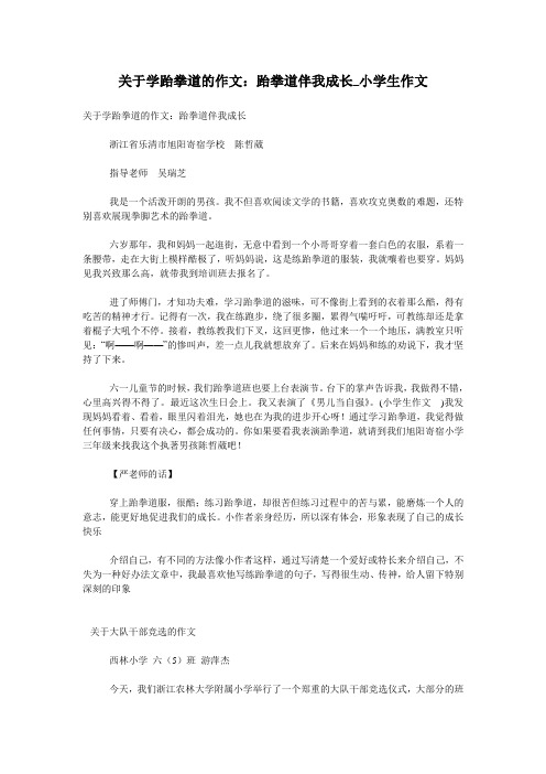 关于学跆拳道的作文：跆拳道伴我成长_小学生作文