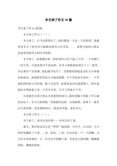 冬天来了作文30篇
