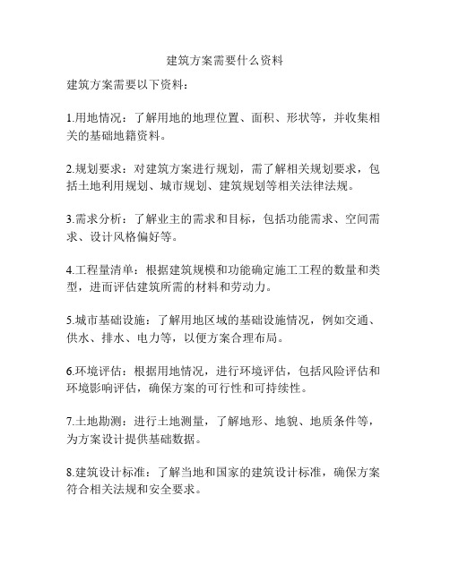 建筑方案需要什么资料