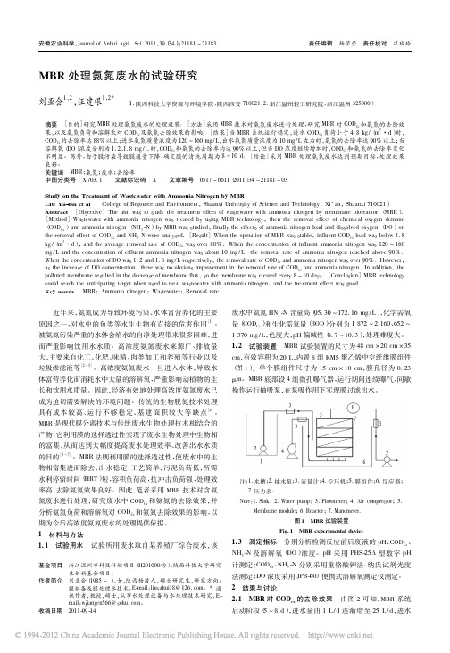 MBR处理氨氮废水的试验研究