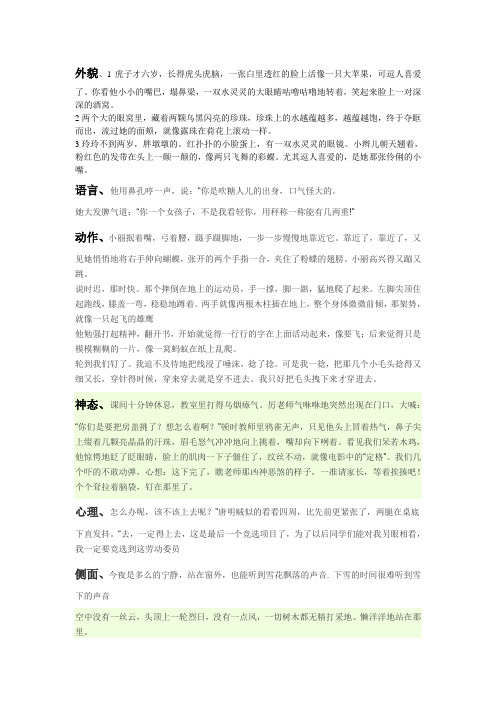细节描写的句子