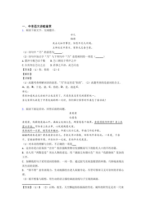 语文二模试题分类汇编——诗歌鉴赏综合及详细答案