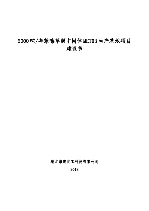 2000吨-年苯嗪草酮中间体MET03生产基地项目建议书