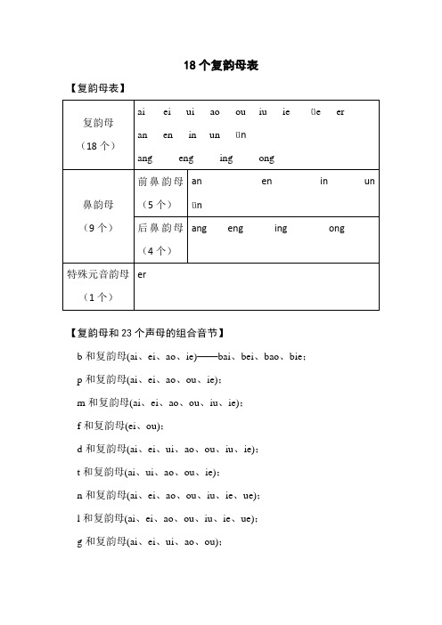 18个复韵母表