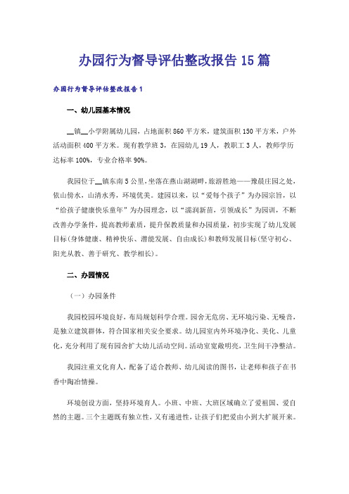 办园行为督导评估整改报告15篇