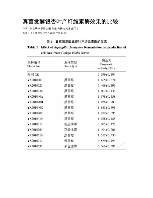 真菌发酵银杏叶产纤维素酶效果的比较