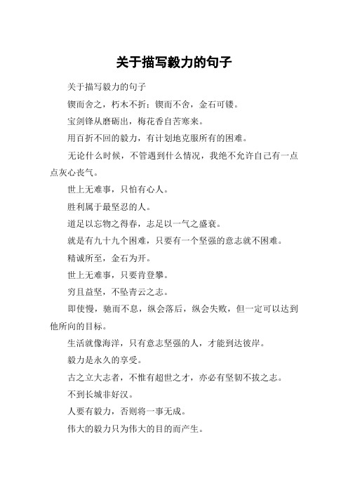 关于描写毅力的句子