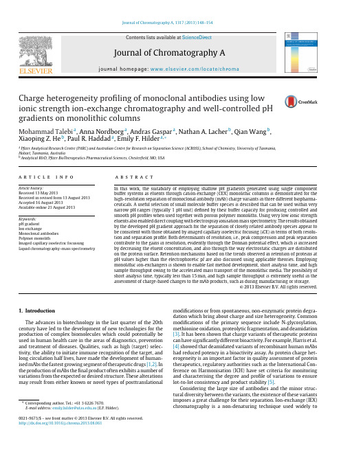 Charge  heterogeneity  profiling  of  monoclonal  antibodies  using  low ionic  strength  IEC