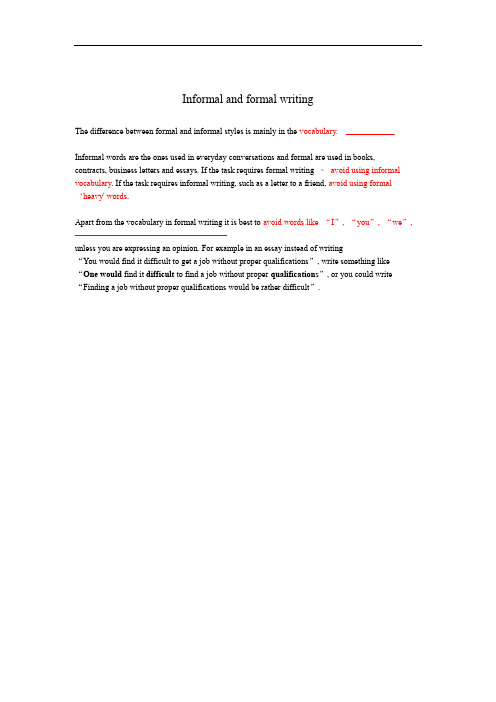 完整word版informal and formal writing
