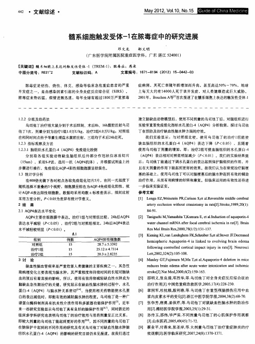 髓系细胞触发受体-1在脓毒症中的研究进展
