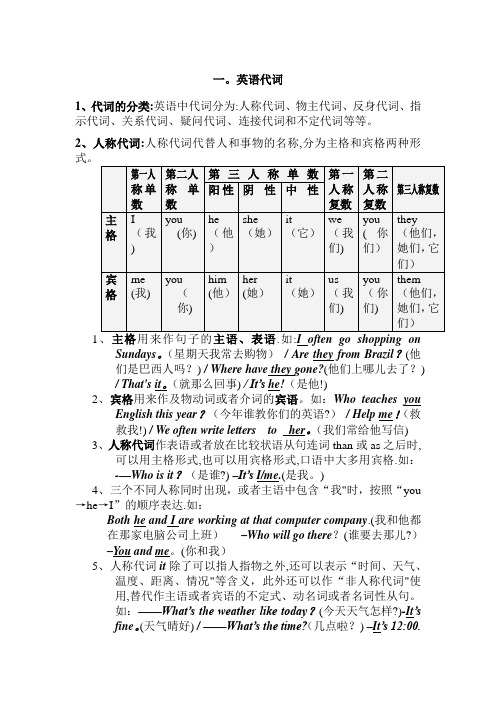 英语代词分类
