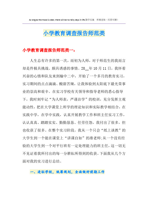 小学教育调查报告师范类