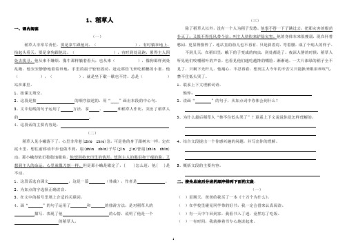 六年级下册稻草人课后作业解答