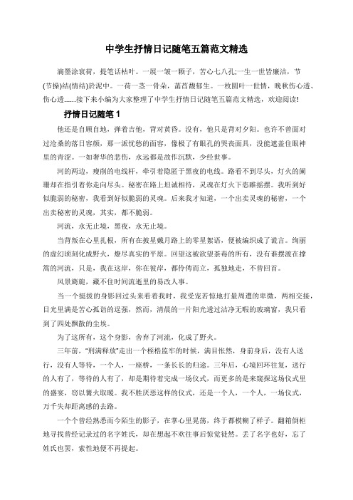 中学生抒情日记随笔五篇范文精选