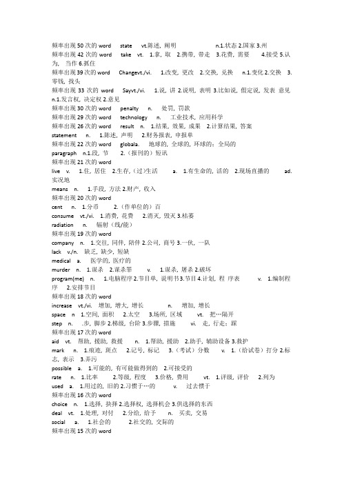 (完整版)全国同等学力英语高频词汇(打印版)