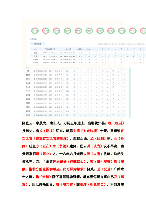 2016全国卷2卷文言文---释义《明史·陈登云传》