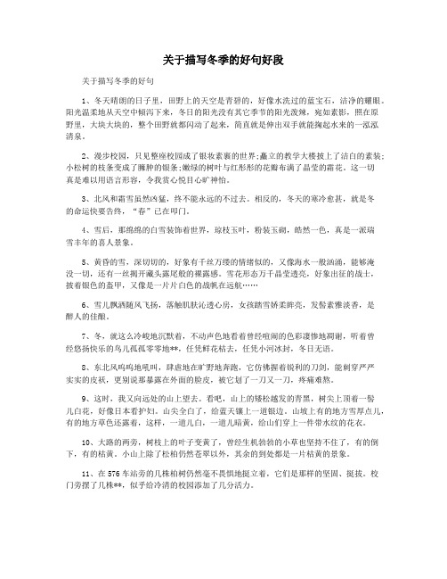 关于描写冬季的好句好段